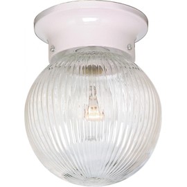 NUVO SF76/257 One Light Ceiling Fixture Flush Mount, White/Clear Ribbed Glass