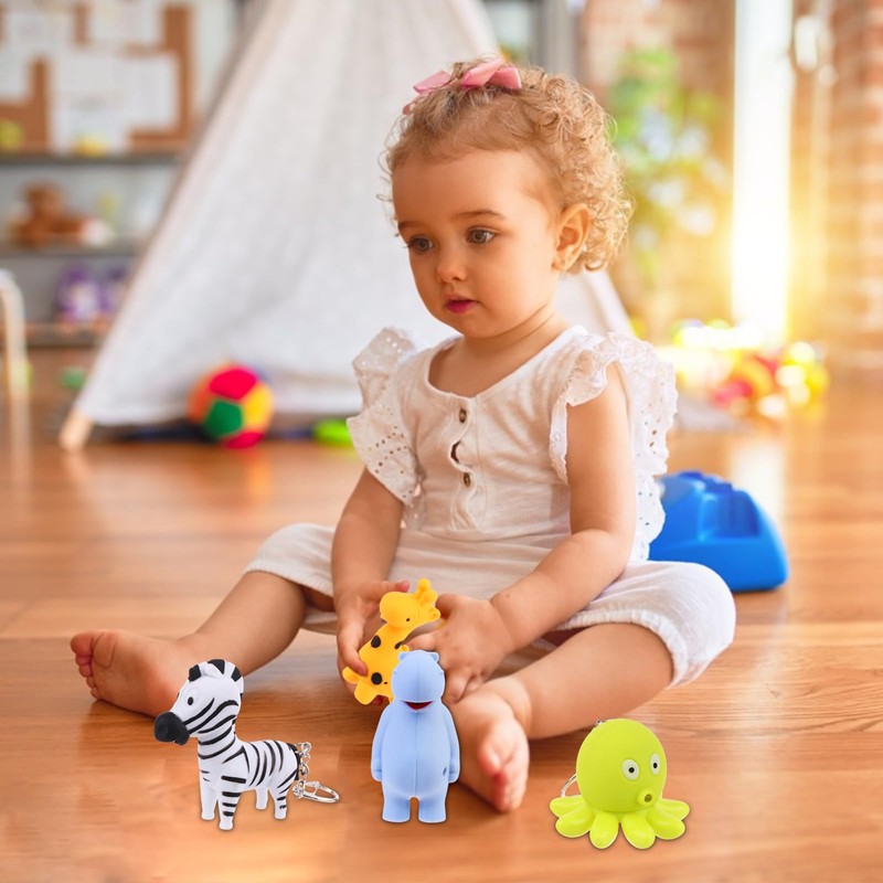 9 PCS Nurse Flashlight Pediatric Nurse Flashlight Keychain Animal Flashlight