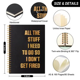 THEBESTU All The Stuff I Need To Do So I Don't Get Fired 160 Pages Hardcover Blank Spiral Notebook, Funny Going Away Gifts for Coworker Leaving, New Job Gifts, Funny Gag Leaving Gifts for Colleague
