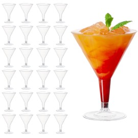 MATANA 24 Premium Plastic Martini Cocktail Glasses (210ml) - Elegant & Reusable Plastic Glasses for Manhattan, Margarita, Cosmopolitan, Desserts - Cocktail Cups for Weddings, Birthdays, Parties