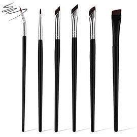 6pcs Brocha de Maquillaje, Precisión Brocha para Cejas Fino Brocha para Delineador de Ojos Pincel Ultraplano y Delgado para Maquillaje de Herramientas Cosméticas de Belleza