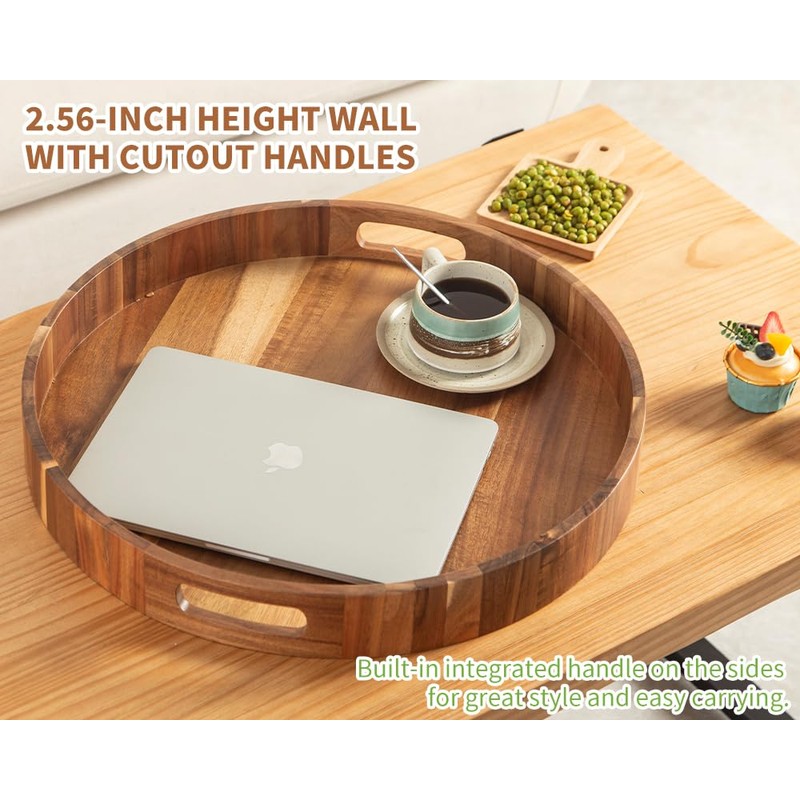 Decent Vrvege Extra Large Round Ottoman Coffee Table Tray, 22"