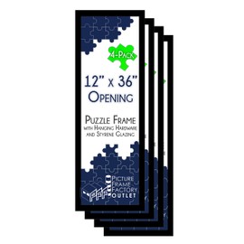 (4) -12x36-1.25" Flat Black Profile - Puzzle Frame - Hanging Hardware and Plexiglass Included