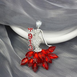 Rhinestone Sorority Brooch Pin for Women Greek Sorority Paraphernalia Gift Crystal Red Elephant Jewelry Sisterhood Gifts for Soror Sister (J913 Pin)