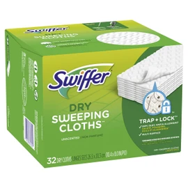 Swiffer Sweeper Dry Sweeping Pad, Multi Surface Refills for Dusters Floor Mop, Unscented, 32 Count