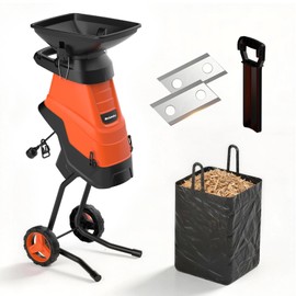 MAXLANDER Electric Wood Chipper Shredder, 15-Amp Corded Yard Mulcher with 1.75" Cutting Capacity for Branches, Twigs & Garden Waste, Includes Collection Bag