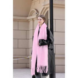 Wander Agio Cashmere Feel Scarf Long Pashmina Shawls and Wraps for Women Large Blanket Scarves Solid Pink 1