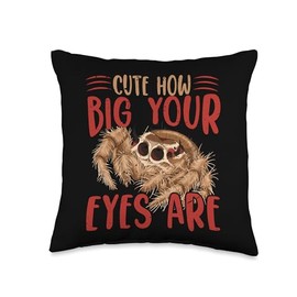 Cute How Big Your Eyes Are - Jumping Spiders - Kawaii Pet Throw Pillow