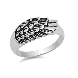 CloseoutWarehouse 925 Sterling Silver Angel Wing Style Ring Size 5