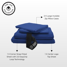 THE LAD COLLECTIVE 2.0 Bedding Set, Comfortable, Soft & Easy-to-Use 4 Piece Cotton Sheet Set, California King Size, Pacific