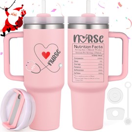 LiqCool 40 Oz Nurse Tumbler With Handle - Funny Gifts for Women, Cute Nursing Student Present for Christmas, Nurses Week, Appreciation, Graduation, Retirement (Pink)