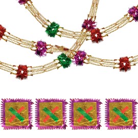 4Pcs Christmas Ceiling Decorations, Foil Christmas Decorations Garlands Christmas Ornaments, Ceiling Hanging Christmas Decorations Indoor Outdoor Birthday Wedding Christmas Party Decorations Supplies