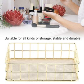 Metal Basket, Gold Storage Basket, Metal Wire Baskets, All-Purpose Basket, Rectangular Metal Basket, Narrow Small Storage Basket, Bathroom Basket, Counter Organiser Basket for Desktop Fruit, Kitchen