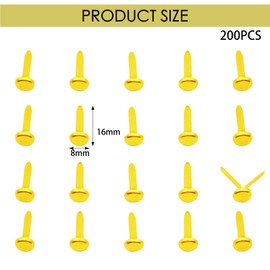 200Pcs Split, Round Metal Paper Fasteners, 8mmx17mm Split Pins Craft for DIY Scrapbooking, Stamping, Office & Household Supplies, Paper Fasteners (Gold)