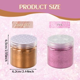 Pink Glitter Powder, Glitter Powder for Crafts, Shimmering Glitter Powder, Pink Glitter Fine, 0.2 mm Fine Glitter Powder, 100 g/3.53 oz Fine Rose Glitter, Craft Glitter Powder for Hair Face