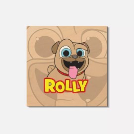 Unbranded Puppy Dog Pals Cartoon Rolly Head 4'' X 4'' Square Wooden Coaster