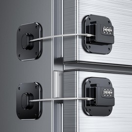 WILNIRY 2 Pack Refrigerator Door Lock with Code for Kids and Toddlers, Child Proof Fridge Door Lock Combination Lock for Kitchen Freezer, Cabinets and Drawers, Closets, Windows-Black