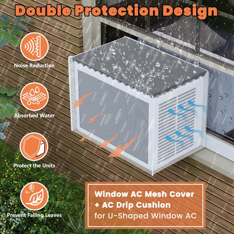 GCGOODS Mesh Cover & Drip Cushion Kit for U-Shaped Window