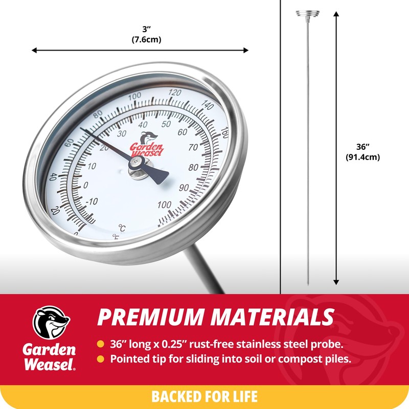 Garden Weasel Analog Soil & Composting Dial Thermometer - 36-Inch