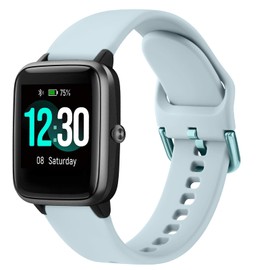 Smart Watch Strap Replacement (19mm) compatible with Blackview, Fitpolo, GRV, Letscom,Letsfit,Lifebee,Lintelek, Teminice, Tensky, Toobur, Umidig i, VeryFit, VeryFitPro, Willful, Yamay (Nude Blue)