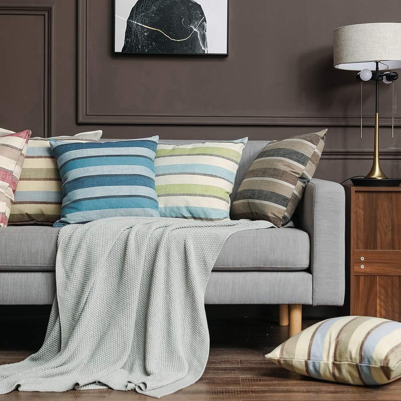 MIULEE Home Decorative Striped Cushion Covers in Linen Look, for
