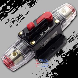Marine Grade Gold Inline 12 Volt 60 Amp Power Circuit Breaker Manual Reset Audio