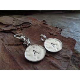 ◦ ● ● ✿ A letter hammered pendant chain charm ✿ ● • ◦ Great chain pendant/charm/bracelet pendant with letter, alphabet, stamped, blackened