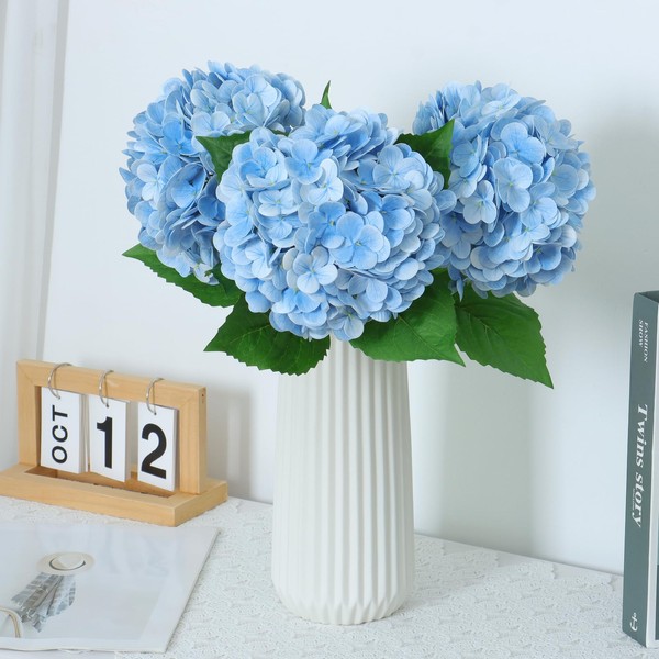 SOMYTING 20" Lifelike Artificial Hydrangea Large Real Touch Flowers Hydrangea