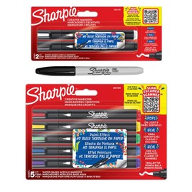 Sharpie Acrylic Marker, Bullet BL5 & Brush BL2 Tips, Black, Assorted Colors, 8 Count