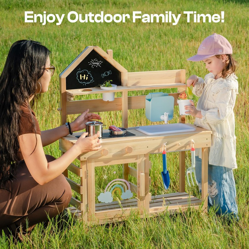 ROBUD Wooden Outdoor Play Kitchen for Kids – Mud Kitchen