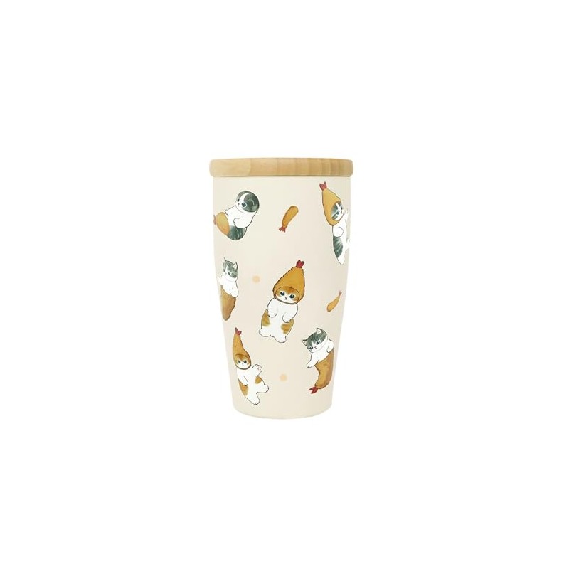 mofusand 53-2097 Ebinyan Double Vacuum Tumbler with Wooden Lid, 11.8