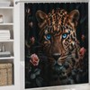 TOWINSFB 4Pcs Funny Leopard Rose Shower Curtain Sets, Bathroom Decor