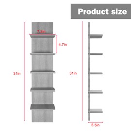 Homaterial 5 Tier Wall Shelf, Floaing Lack Shelf for Storage, Display Shelf Modern Room Home Wall Decor