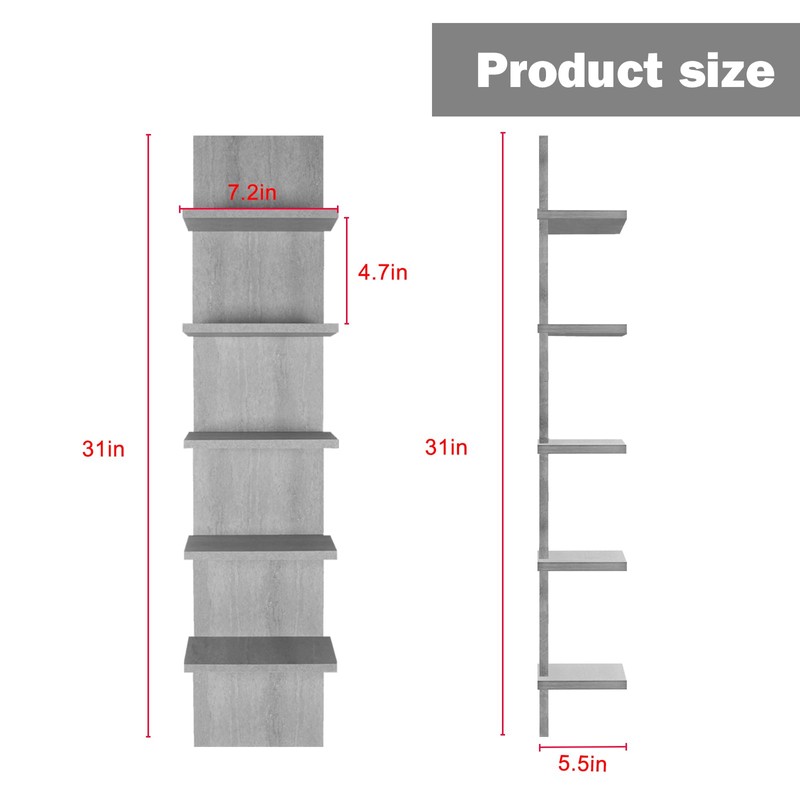 Homaterial 5 Tier Wall Shelf, Floaing Lack Shelf for Storage,