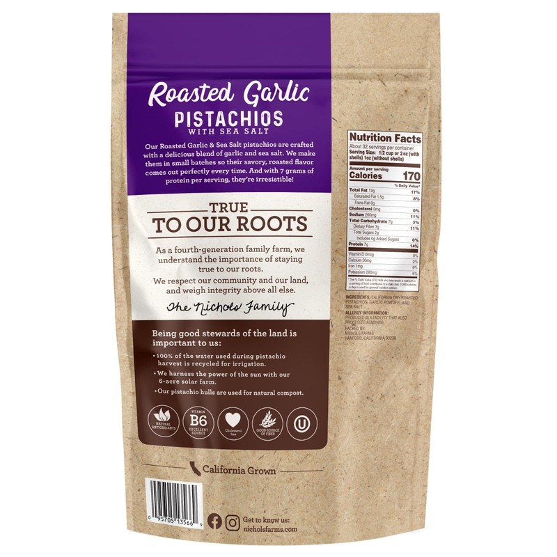 Nichols Farms California Grown Pistachios, InShell, Nutrient Rich Snack Packs,