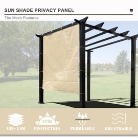 Alion Home Sun Shade Panel Privacy Screen with Grommets on 4 Sides for Outdoor, Patio, Awning, Window Cover, Pergola or Gazebo (10' x 6', Banha Beige)