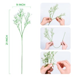 LYLYFAN Babys Breath Artificial Flowers,18 Pcs Gypsophila Real Touch Flowers for Wedding Party Home Garden Decoration White