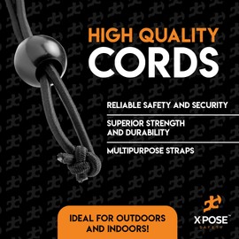Xpose Safety Bungee Ball Cords 9" 100 Pack Heavy Duty Assorted Colors Black and White Stretch Rope with Ball Ties for Canopies, Tarps, Walls, Cable Organization