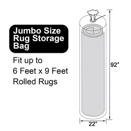 HFKPJRT 2 Pcs Rug Storage Bag, Jumbo Plastic Rug Bags for Moving Carpet Up to 6 x 9 Feet, Heavy Duty 4.7 Mil Carpet Bag with Zip Ties & Blank Labels for Storage, Moving, Packing, Shipping