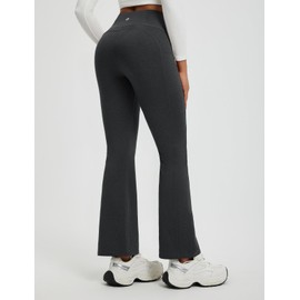 baleaf Fleece Lined Pants Women Flare Leggings Thermal Warm High Waist Winter Yoga Pants with Pockets Heather Black XL