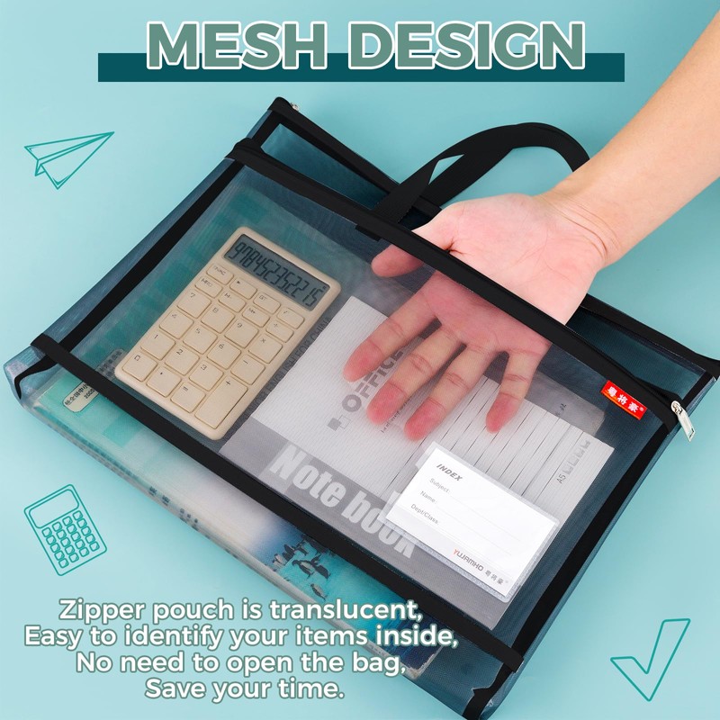 Document Bag, Mesh Bag with Double Zip, 36 x 28