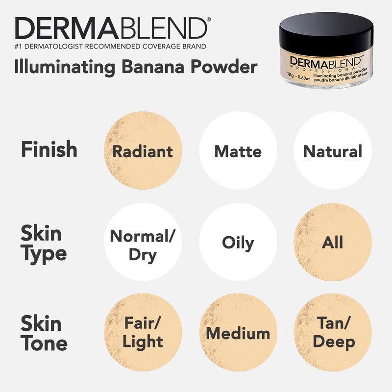 Dermablend Illuminating Banana Powder, Loose Setting Powder Makeup for Brightening