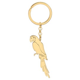 YAYAKO Stainless Steel Scarlet Macaw Parrot Keychain Cute Bird Charms Wallet Car Key Keyring Fun Gifts for Women Girls Decorations (Gold D)