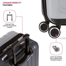 SwissGear Duet Expandable Luggage, Hard Shell Medium Luggage with Spinner Wheels