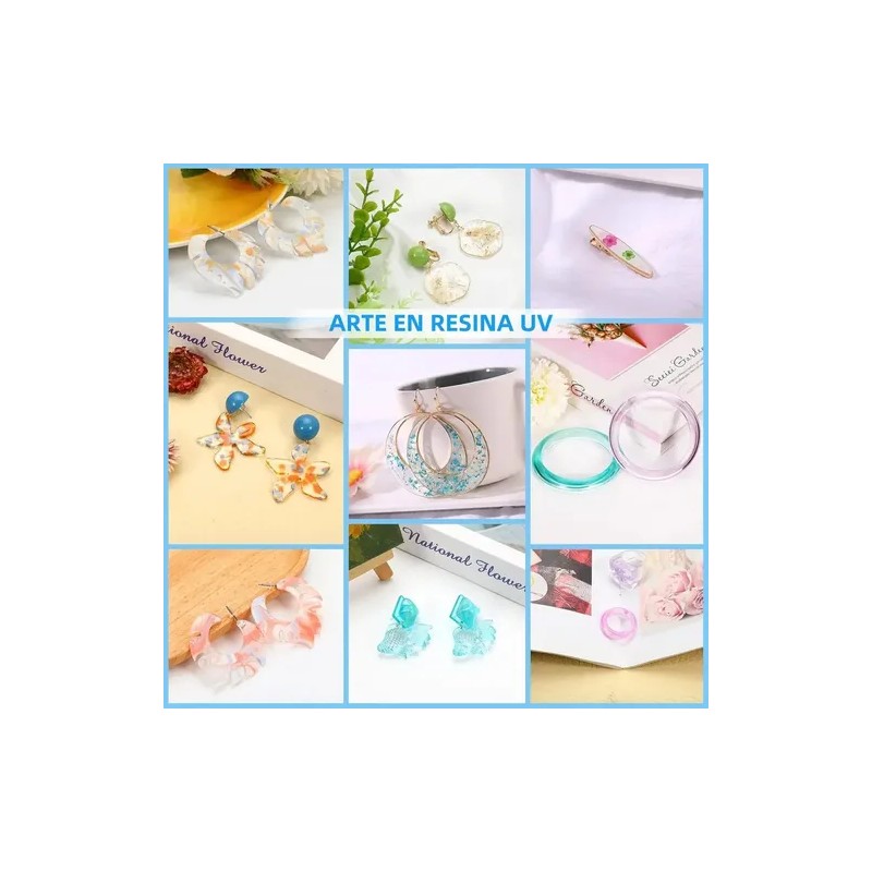 Kit De 200g Resina Uv Transparente Antihuella Con Luz
