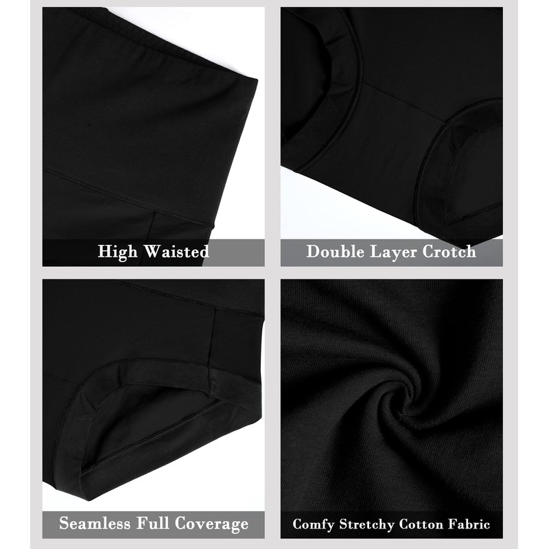 OLIKEME Cotton High Waisted Womens Underwear Soft Stretch Breathable Full