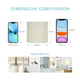 LAMPWELL LUCIE Clip-on Chandelier Lamp Shades,Set of 6,Small Drum,5.2"×5.2"×H5.2", Fabric Ribbon,Handmade,Modern Decorative,ONLY FOR CANDLE BULB,Beige