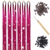 Hair Tinsel Kit with Tool 6pcs 1200 Strands Rose Red