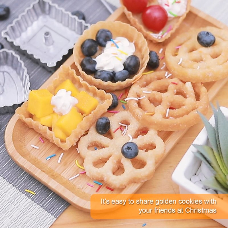 4Pack Metal Waffle Mould Set Durable Rosette Cookie Bunuelos Tool