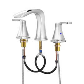 PARLOS 2-Handle Widespread Waterfall Roman Bathtub Faucet Tub Filler with Valve, Brushed Nickel, 1434202